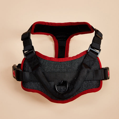 No-pull padded dog harness, Black & Red